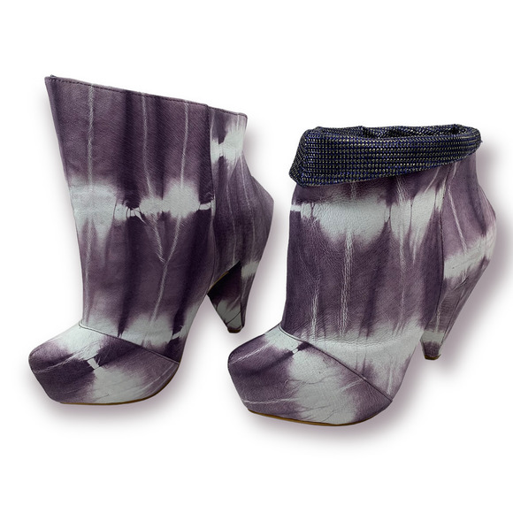 BRAND NEW 2011 Couture IRREGULAR CHOICE tie dye suede platform hexagonal boots - Picture 7 of 12